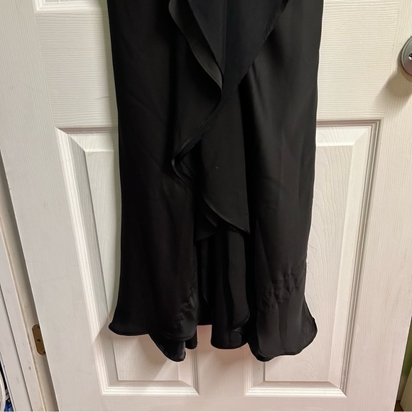Black Whimsigoth Maxi Dress Formal Satin Silk Sz 2 Fairy Grunge y2k V-Neck - Picture 5 of 13